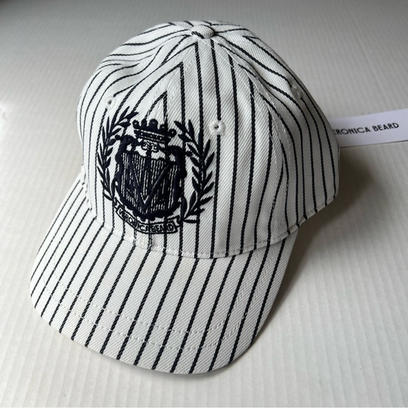Veronica Beard Accessories - Veronica Beard OS Navy Stripe Baseball Canvas Cap With Crest NWT $ 128